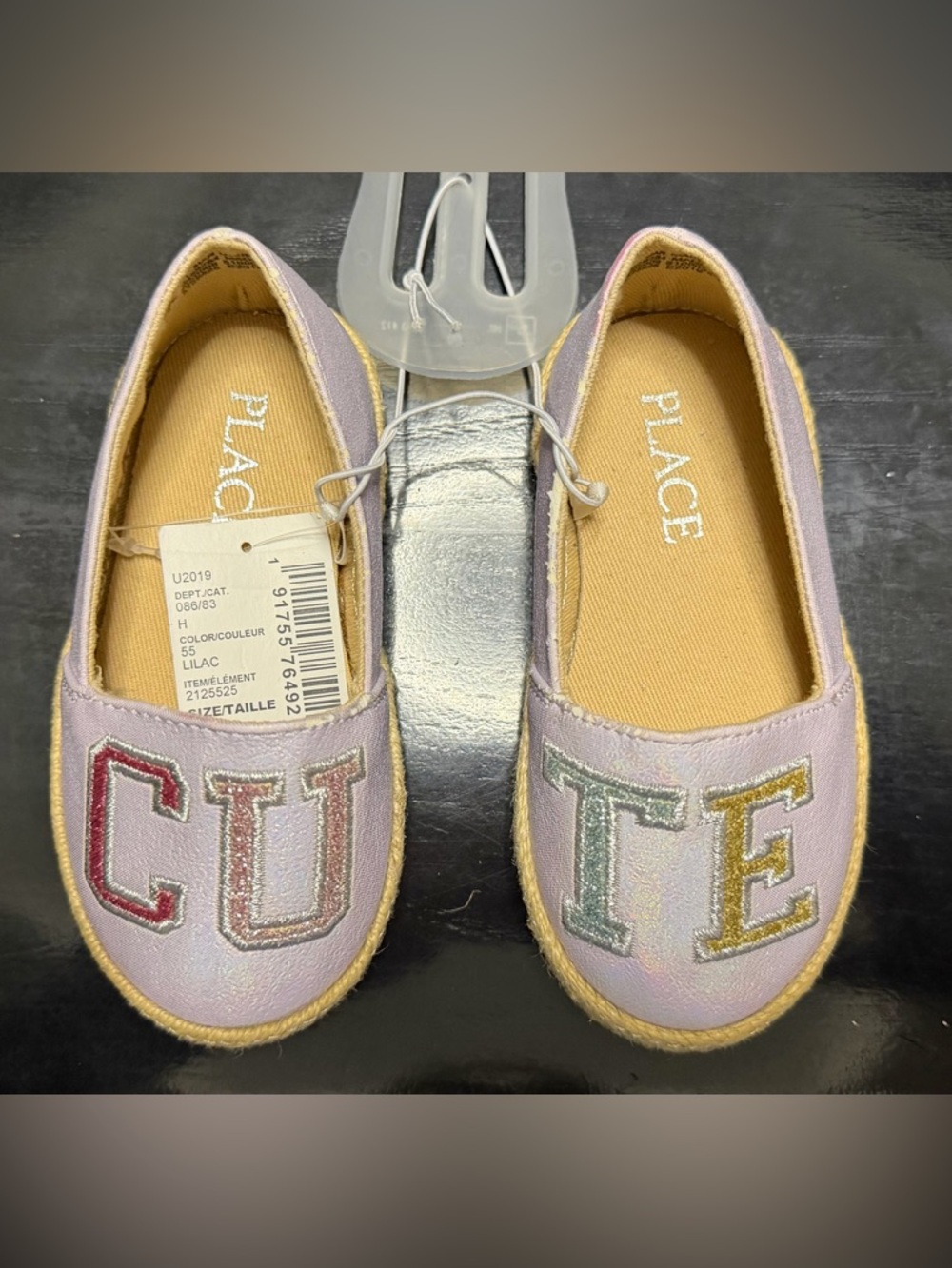 The Children's Place Lilac Slip-On Shoes with Multicolor Glitter 'CUTE'